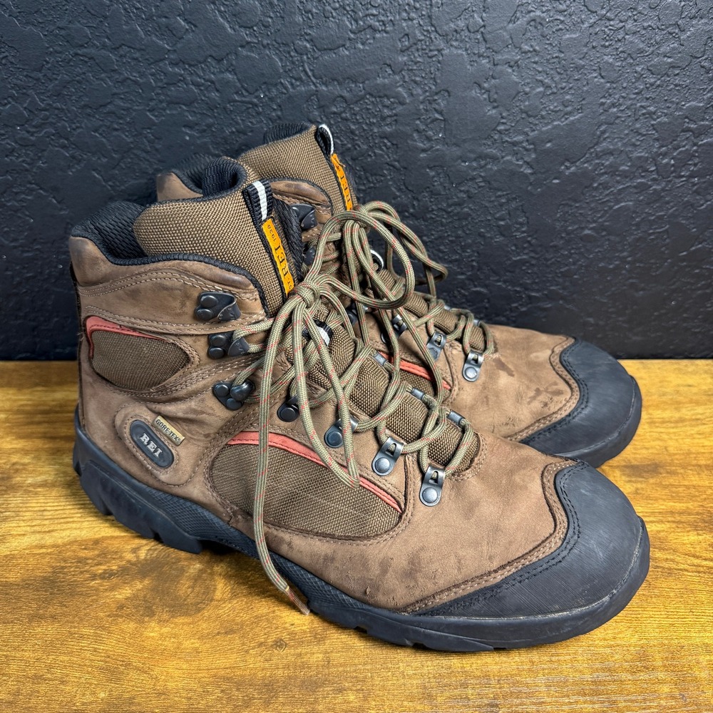 REI Monarch Gore-Tex‎ Hiking Boots Mens 11 Brown Leather Waterproof Vibram